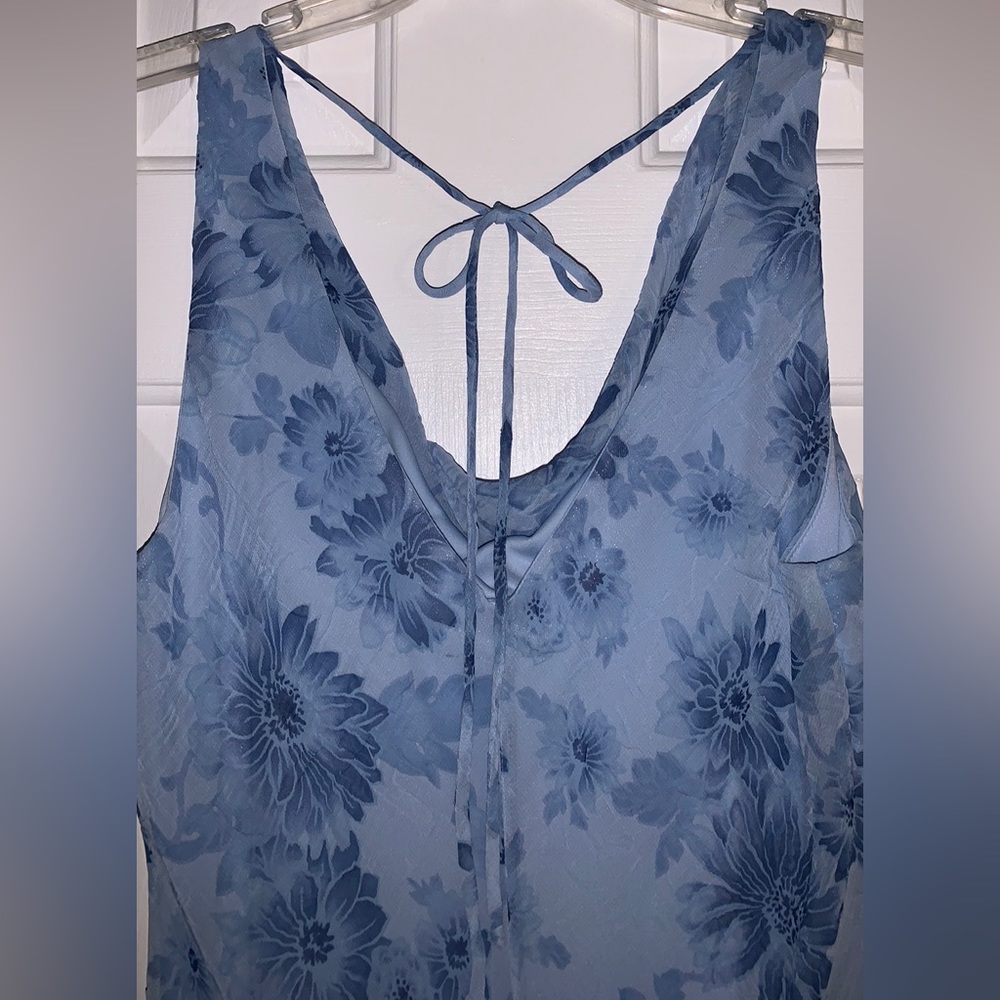 Vintage Blue sleeveless lined dress with flowers by B. Darlin size 11/12 - Picture 9 of 12